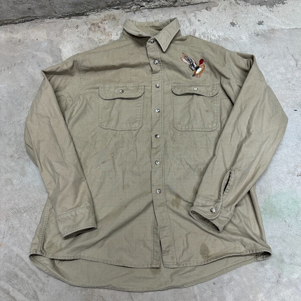 Gander Mountain Mens XXL Tall Beige Western Hunting Shirt VTG Y2K Thick